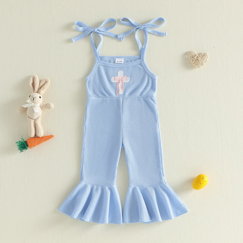 Baby Girl Romper with Ruffle Sleeves and Bunny Ear Headband Set