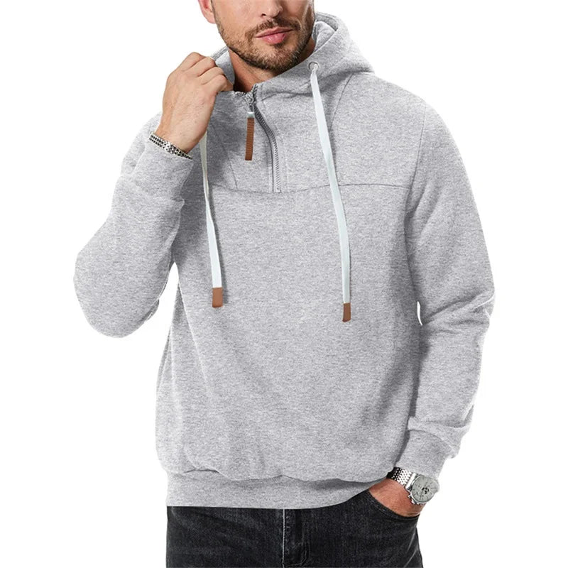 Mens Lightweight Hooded Sweatshirt with Zipper Closure