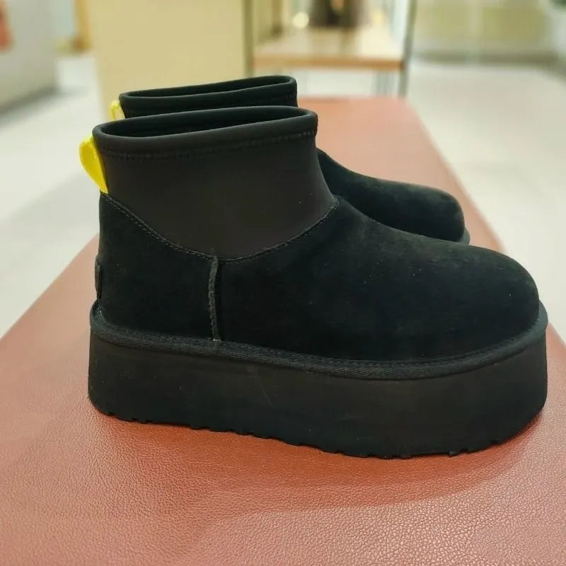 Warm Platform Fleece-lined Round-toed Boots