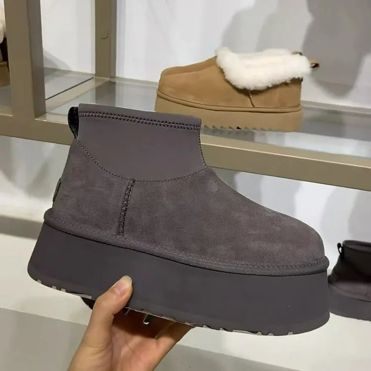 Warm Platform Fleece-lined Round-toed Boots