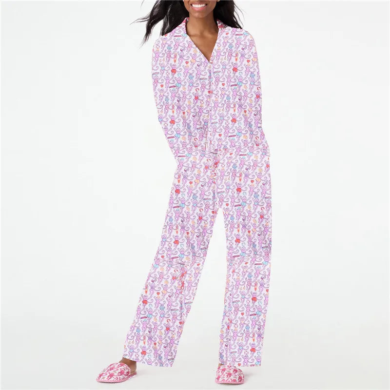 Cute Long-sleeve 2-piece Pajamas Sets For Women