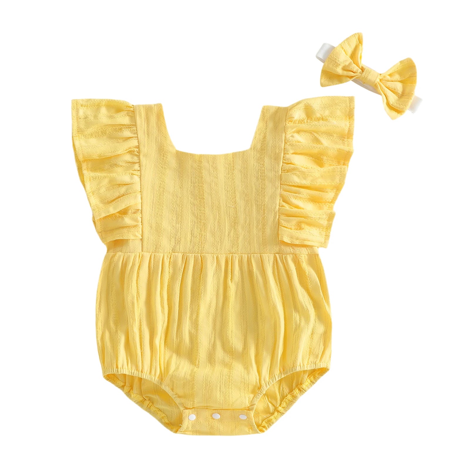 Romper with Flutter Sleeves and Matching Headband for girls