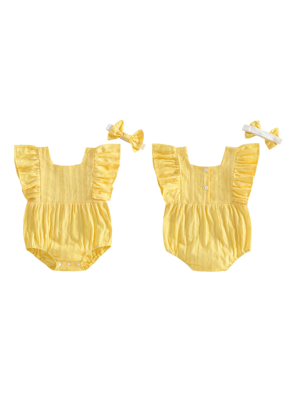 Romper with Flutter Sleeves and Matching Headband for girls