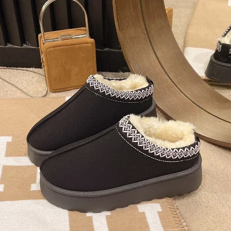 Plush Warm Suede Platform Slip-on Shoes