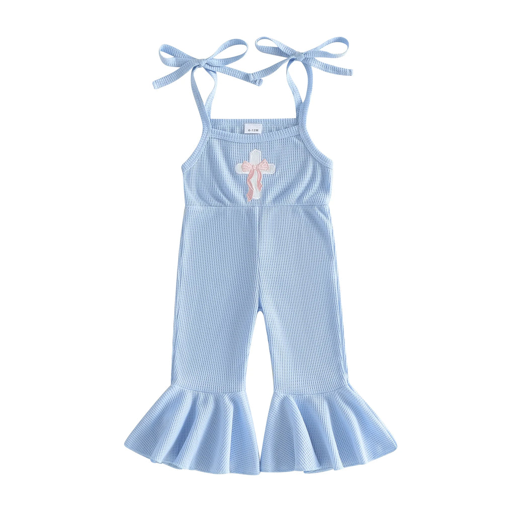 Baby Girl Romper with Ruffle Sleeves and Bunny Ear Headband Set