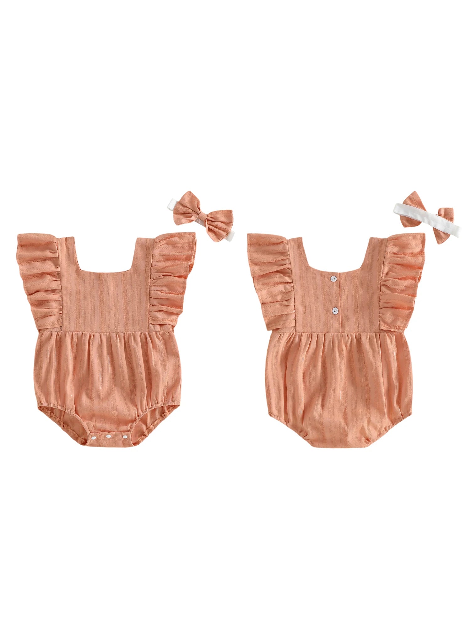 Romper with Flutter Sleeves and Matching Headband for girls
