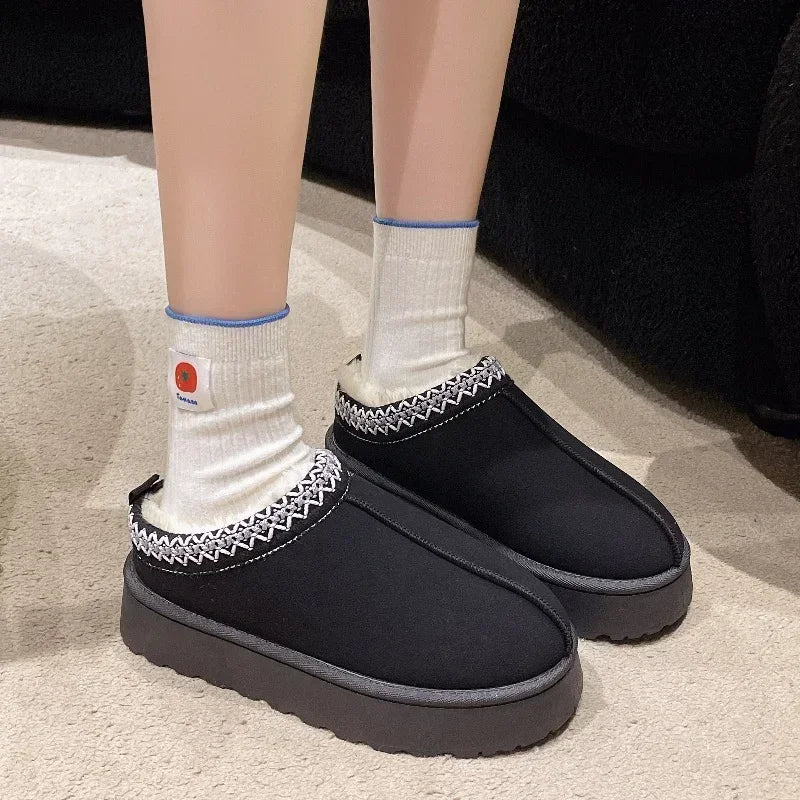 Plush Warm Suede Platform Slip-on Shoes