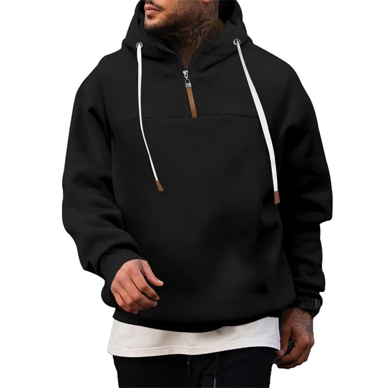 Mens Lightweight Hooded Sweatshirt with Zipper Closure