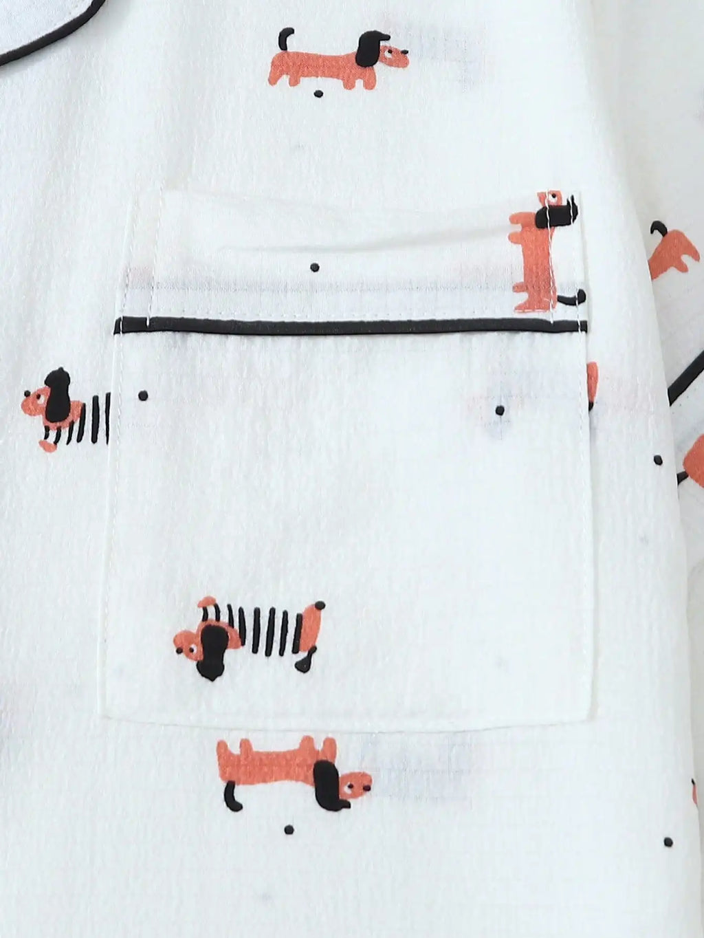 Women's White Short Sleeve Pajama Set with Dog Print