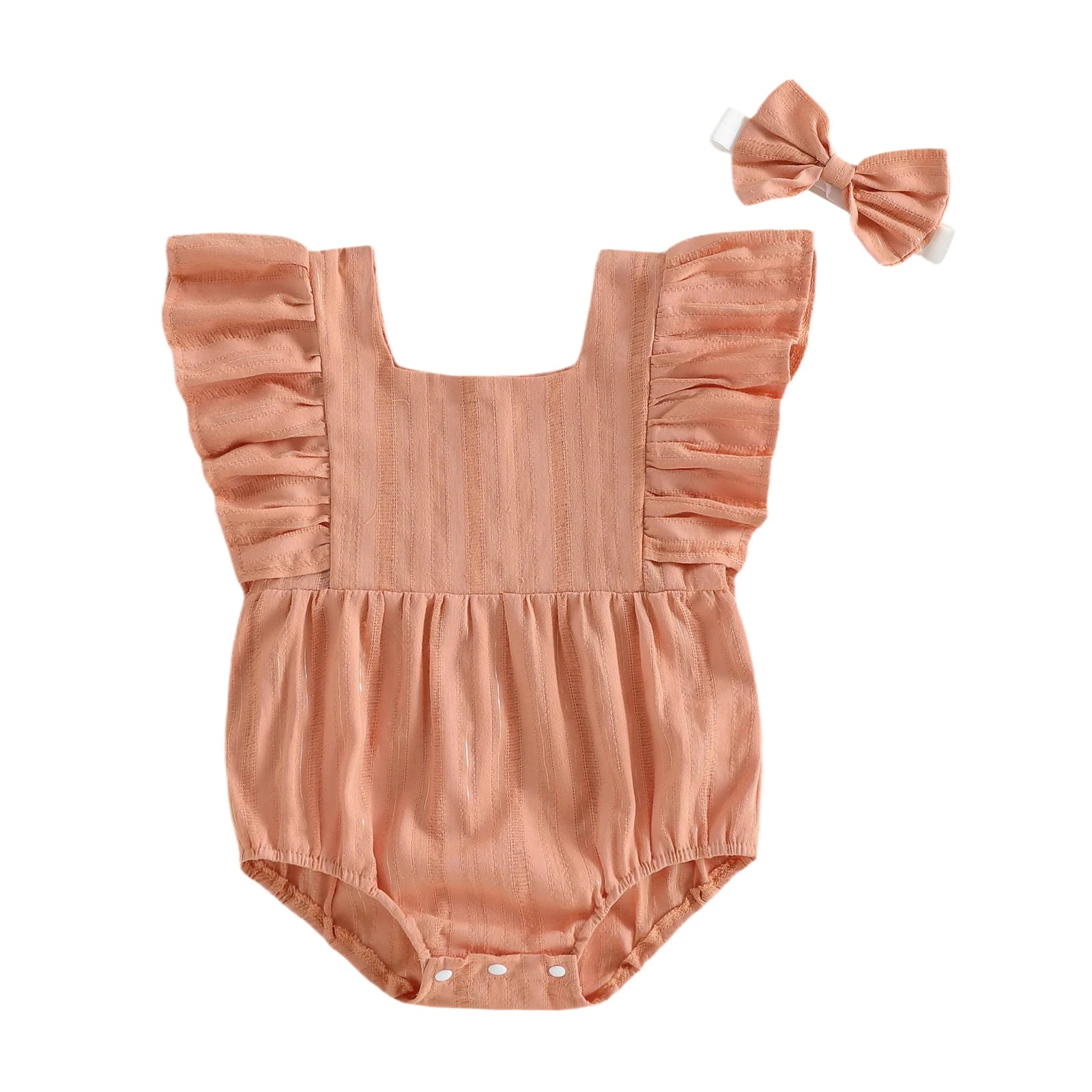 Romper with Flutter Sleeves and Matching Headband for girls