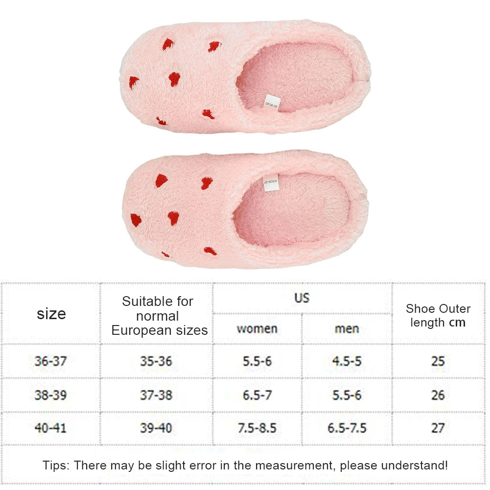 Plush Furry Heart Slippers for Women