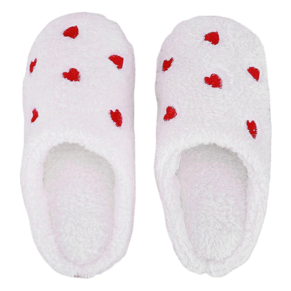 Plush Furry Heart Slippers for Women