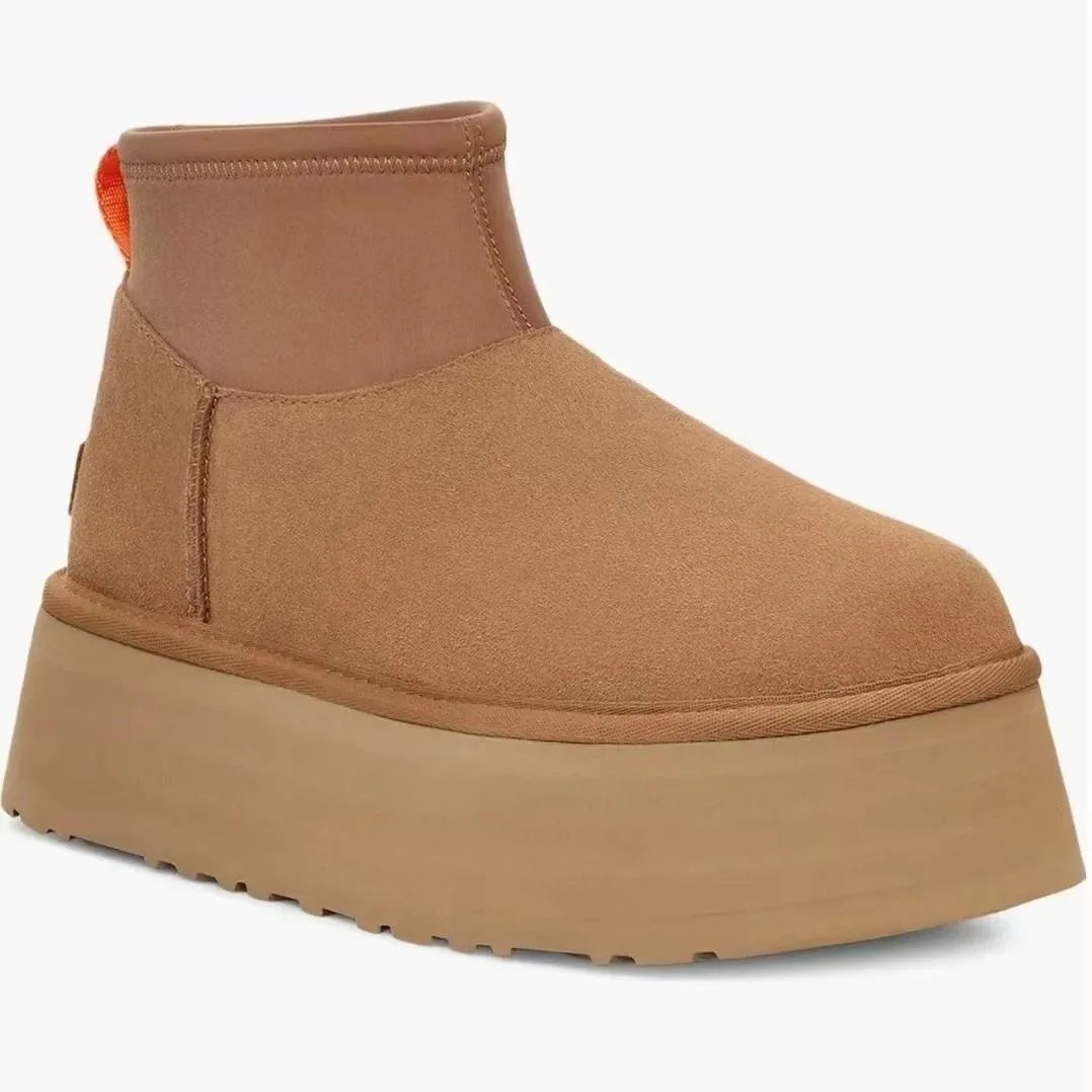 Warm Platform Fleece-lined Round-toed Boots