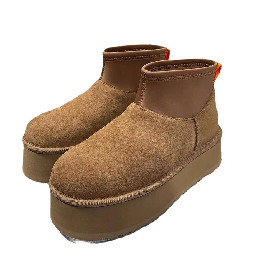 Warm Platform Fleece-lined Round-toed Boots