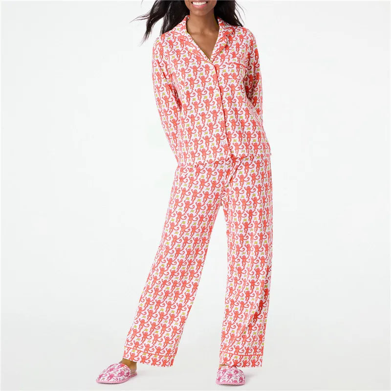 Cute Long-sleeve 2-piece Pajamas Sets For Women