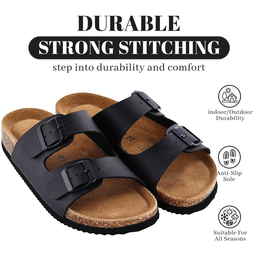Leather Cork Flip-flop sandals for women