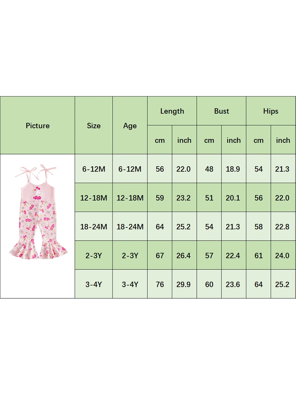 Infant Girls Sleeveless Bell Bottom Romper with Adjustable Shoulder Straps