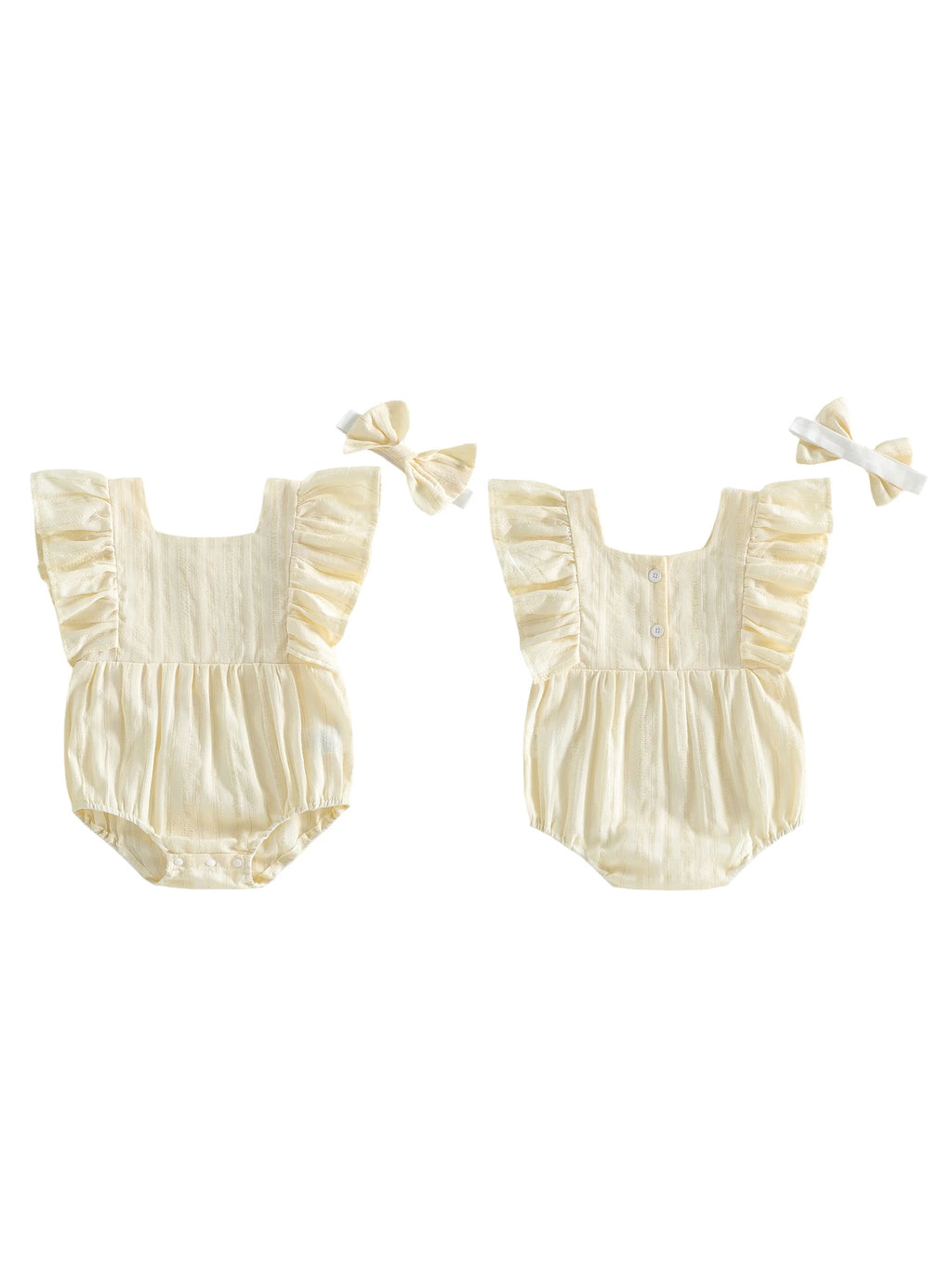 Romper with Flutter Sleeves and Matching Headband for girls