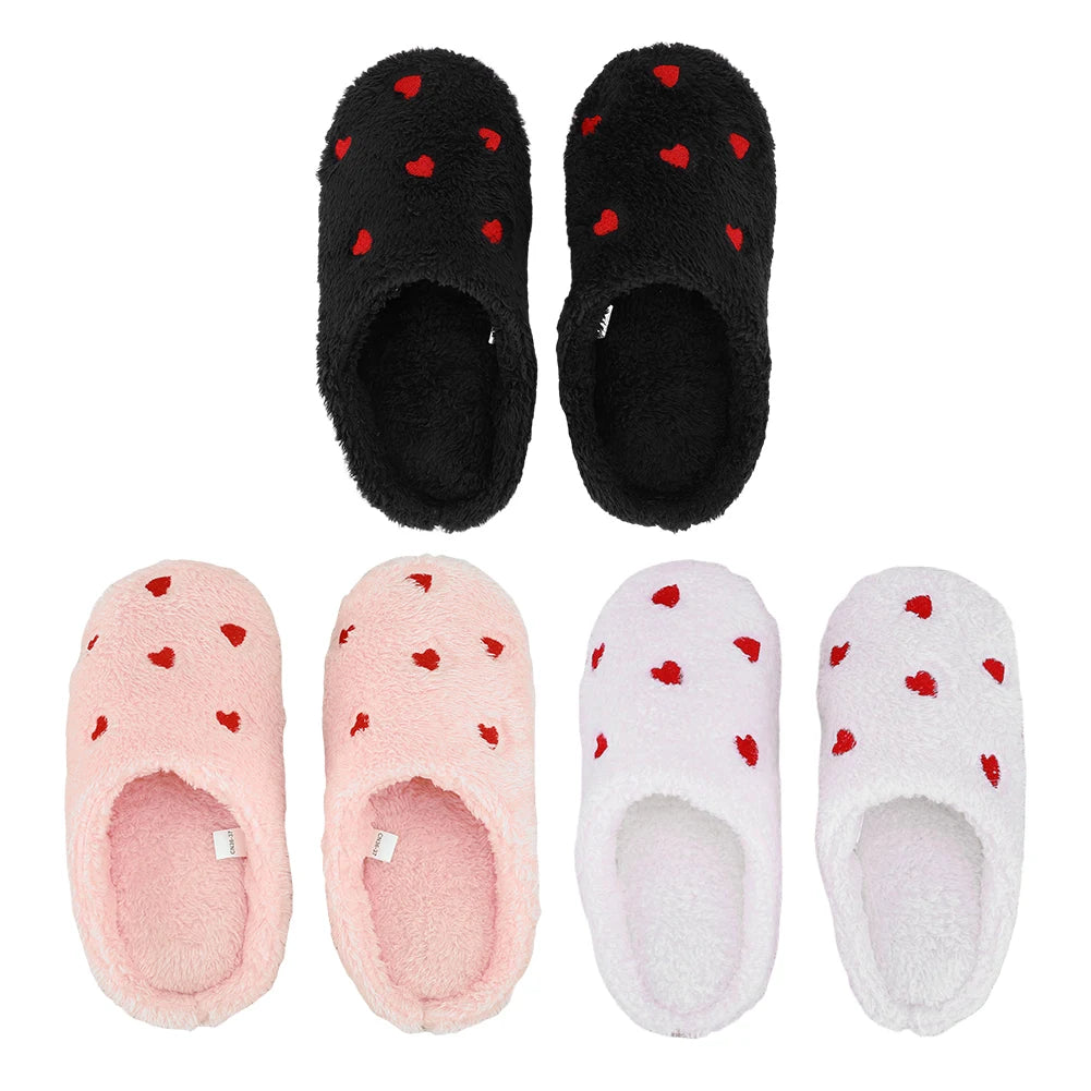 Plush Furry Heart Slippers for Women
