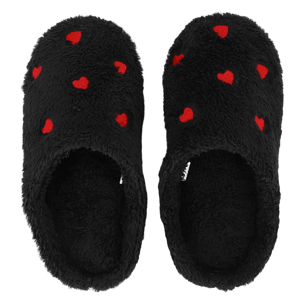 Plush Furry Heart Slippers for Women